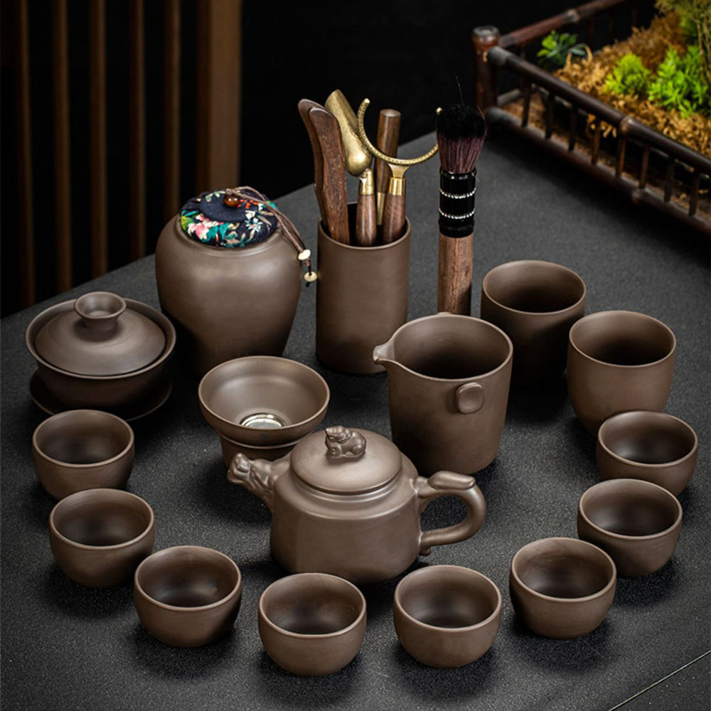 手工紫砂茶具大套裝組合 - 正面圖|BRAVOMART