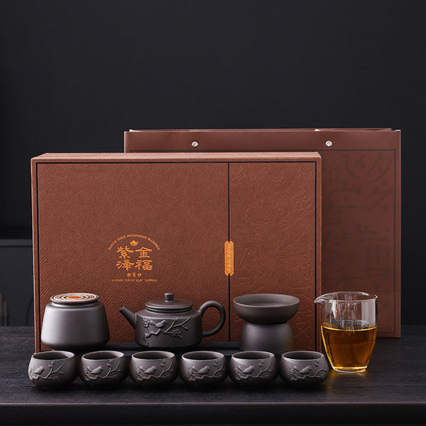 紫金澤福-紫砂茶具茶壺套裝 - 正面圖|BRAVOMART