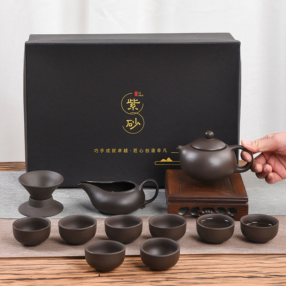 古樸紫砂茶具套組 - 側面圖|BRAVOMART