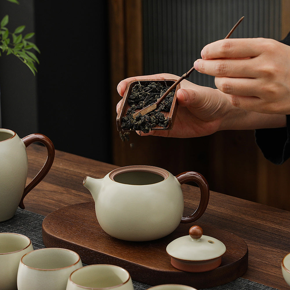 汝窯西施壺茶具套組 - 側面圖|BRAVOMART