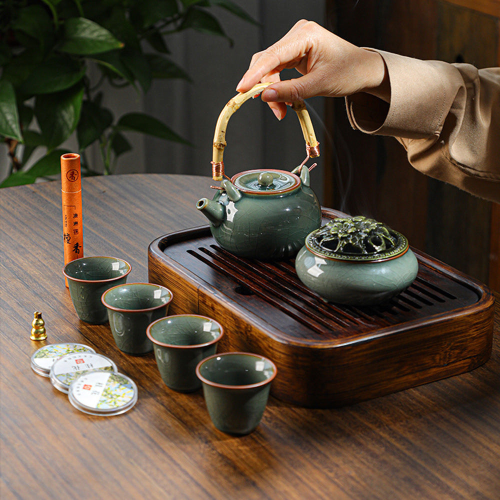 汝窯茶具焚香套組 - 正面圖|BRAVOMART