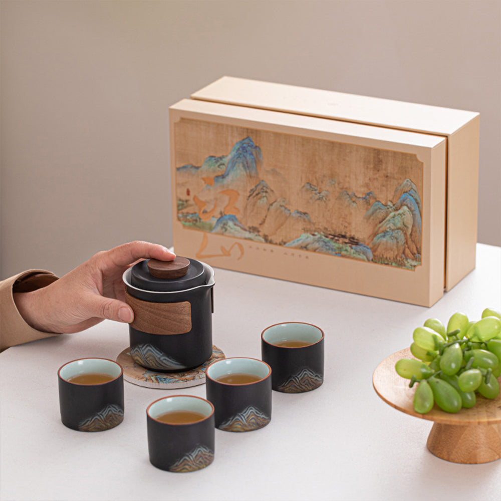 金瀾江山茶具套組 - 側面圖|BRAVOMART