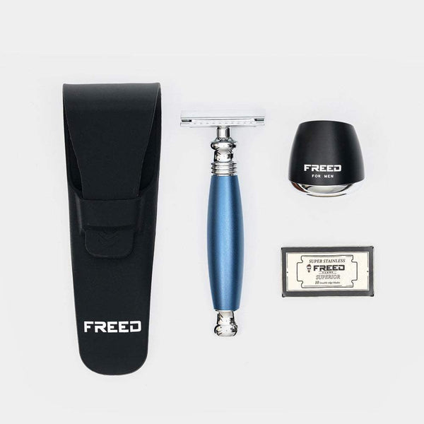 藍色金屬質感,簡約設計,FREED客製化刻字。