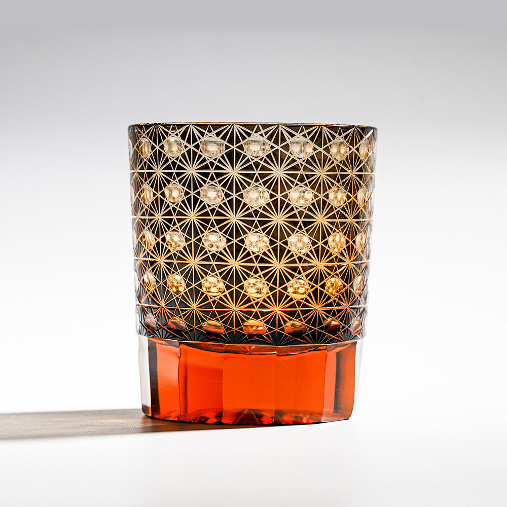 日式江戶切子 琥珀綾光手工切割威士忌杯 -黑色 - 配色展示|BRAVOMART