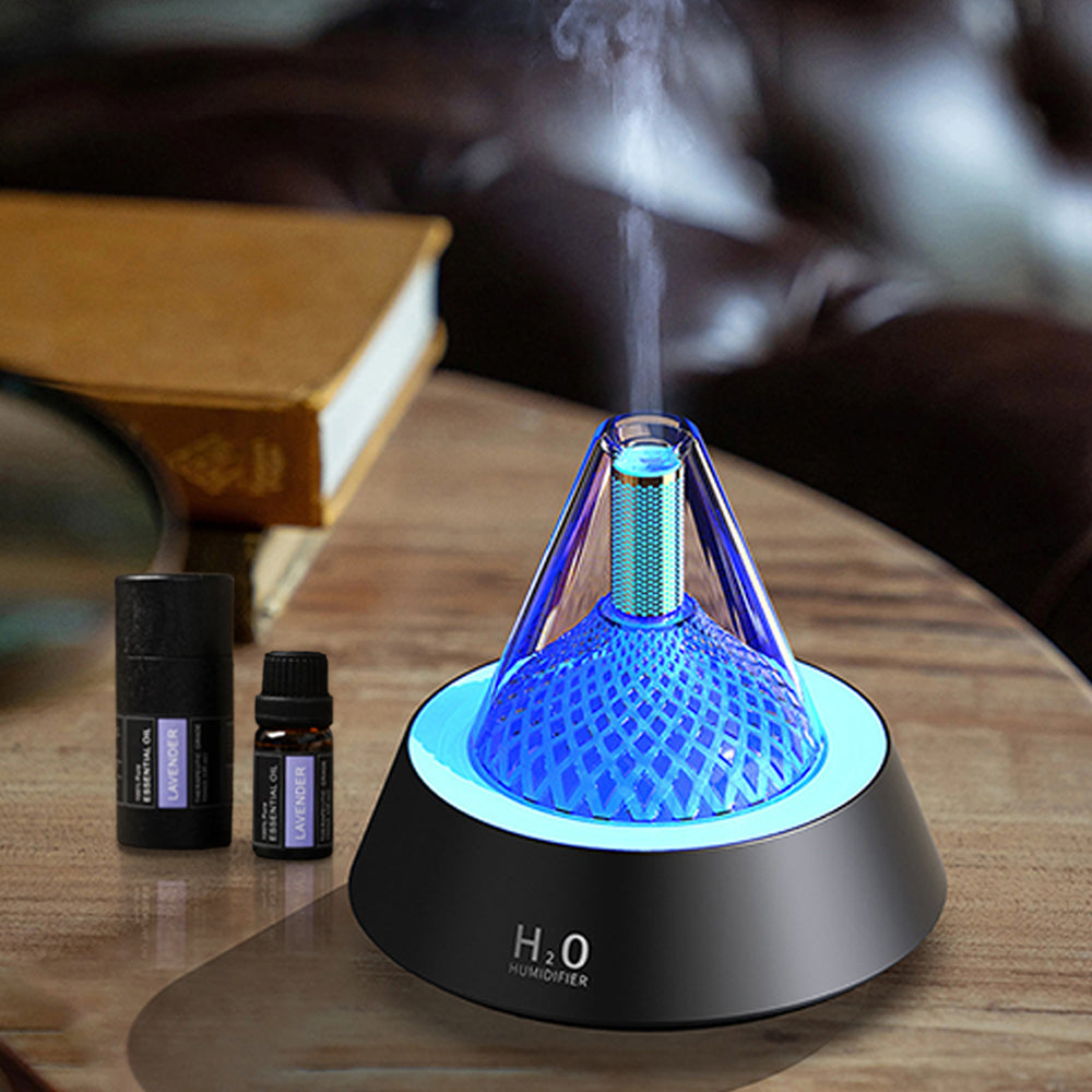 1+1組合 七彩炫光火焰香薰氛圍燈 加贈香氛精油10ML