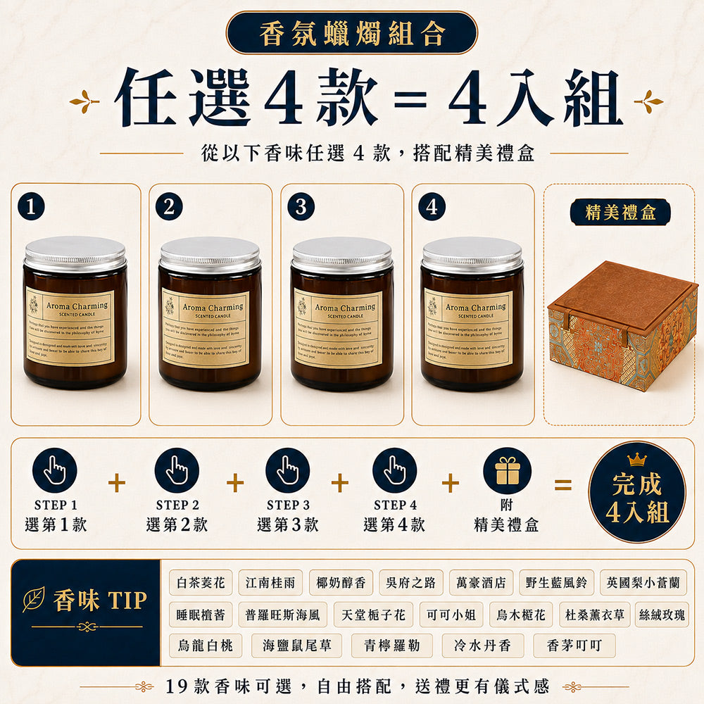 馥郁之光香氛蠟燭 - 4入組禮盒