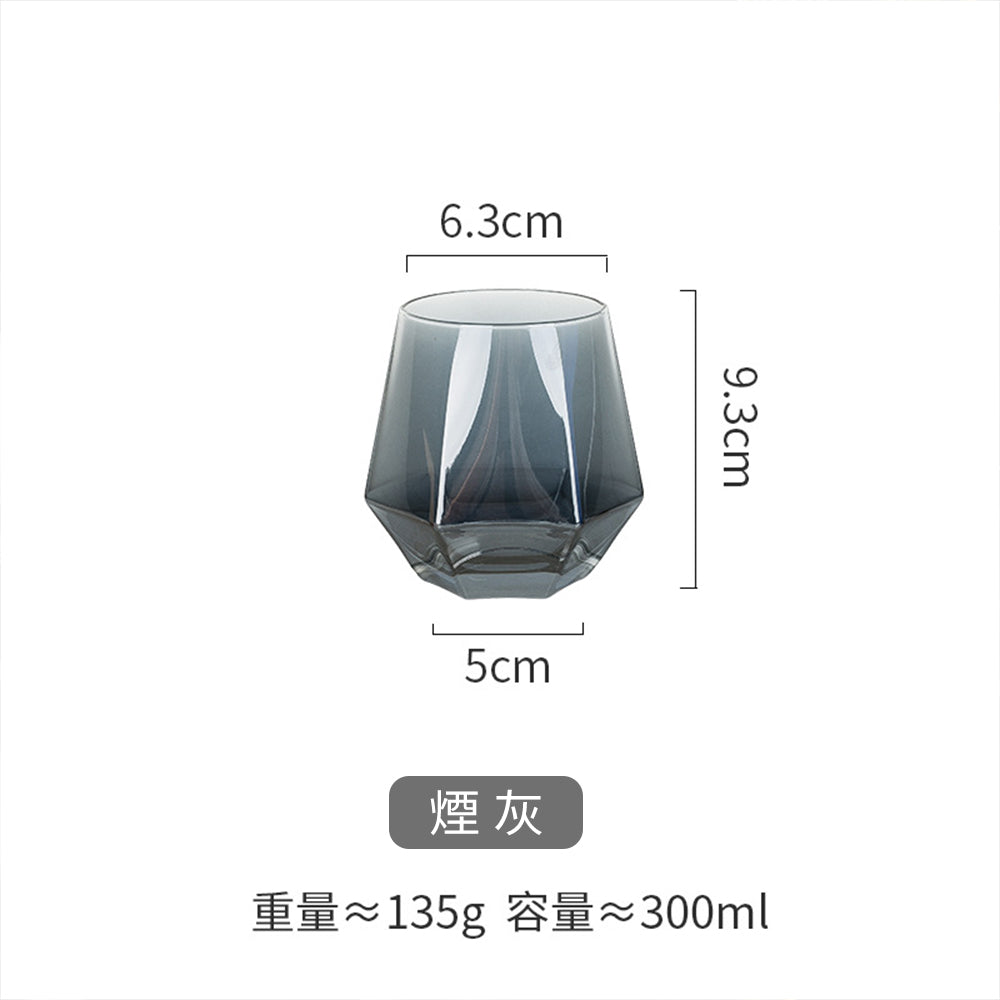 六棱鑽石彩色玻璃杯 - 尺寸對比|BRAVOMART