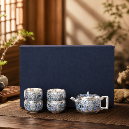 鎏銀功夫茶具禮盒 一壺四杯