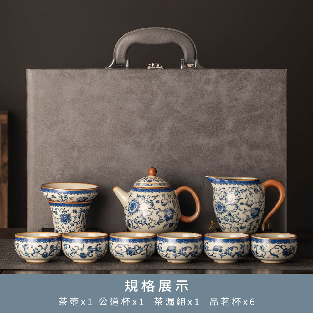 青花黄汝窯茶套裝禮盒組 - 細節圖｜BRAVOMART