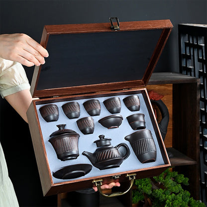 紫陶跳刀十一件茶具禮盒組