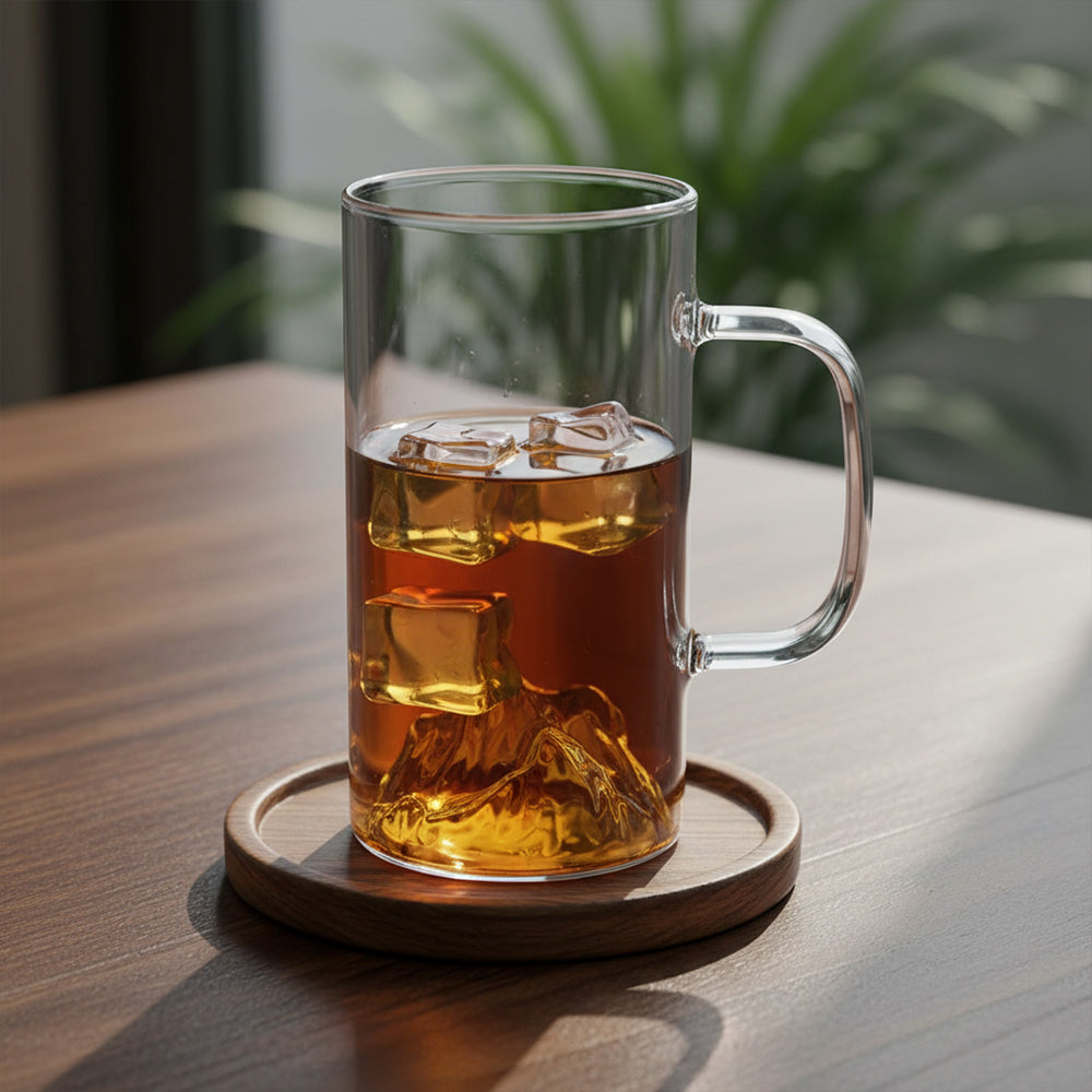 觀山透明玻璃杯 350ml - 側面圖｜BRAVOMART