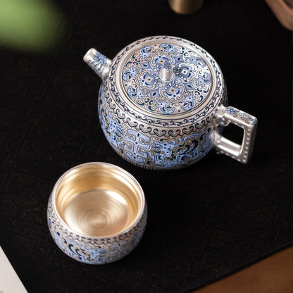 鎏銀功夫茶具禮盒 一壺四杯