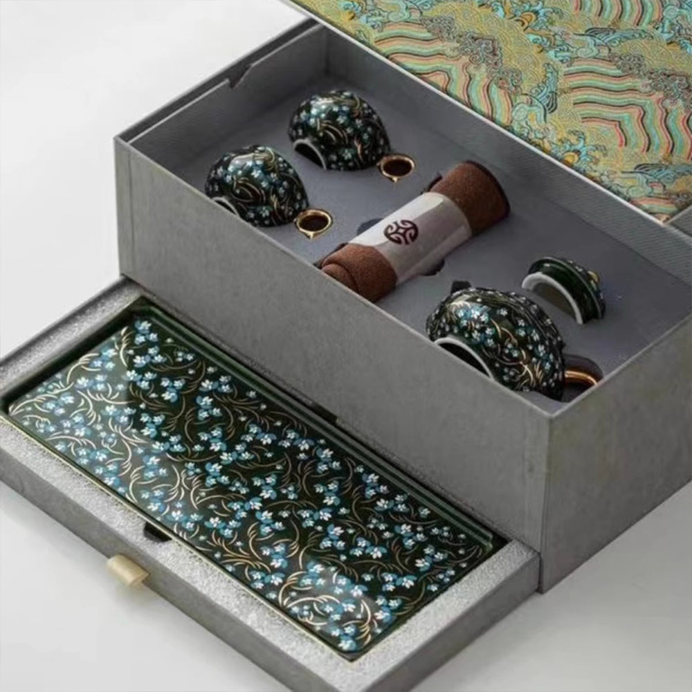 手作翡翠綠金銀花茶具禮盒 - 配色展示｜BRAVOMART