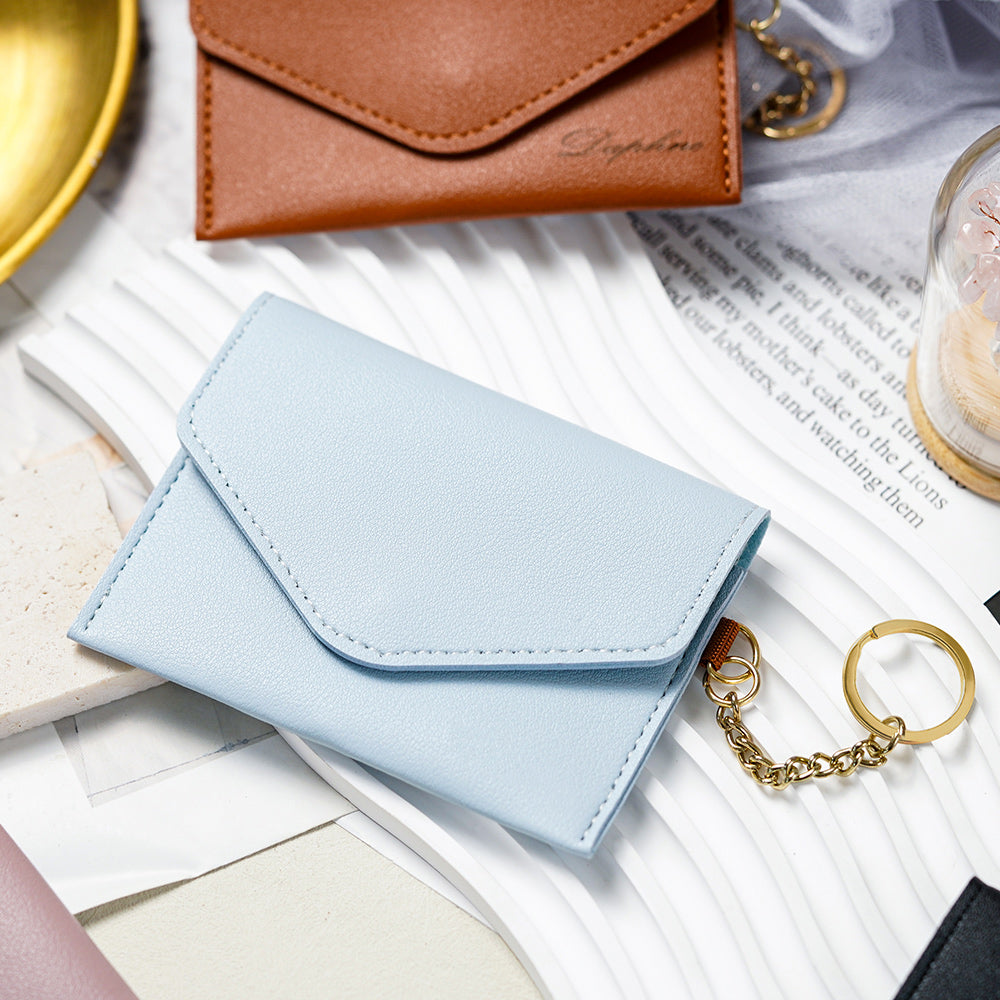 馬卡龍輕奢卡扣PU皮鑰匙圈卡包 - 側面圖｜BRAVOMART