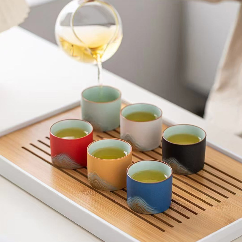 見山茶道六色茶杯套組 - 側面圖｜BRAVOMART
