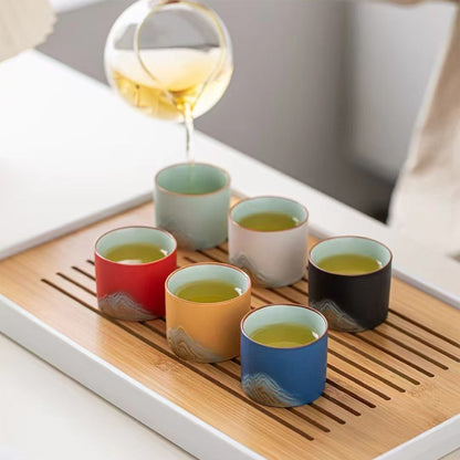 見山茶道六色茶杯套組 - 側面圖｜BRAVOMART