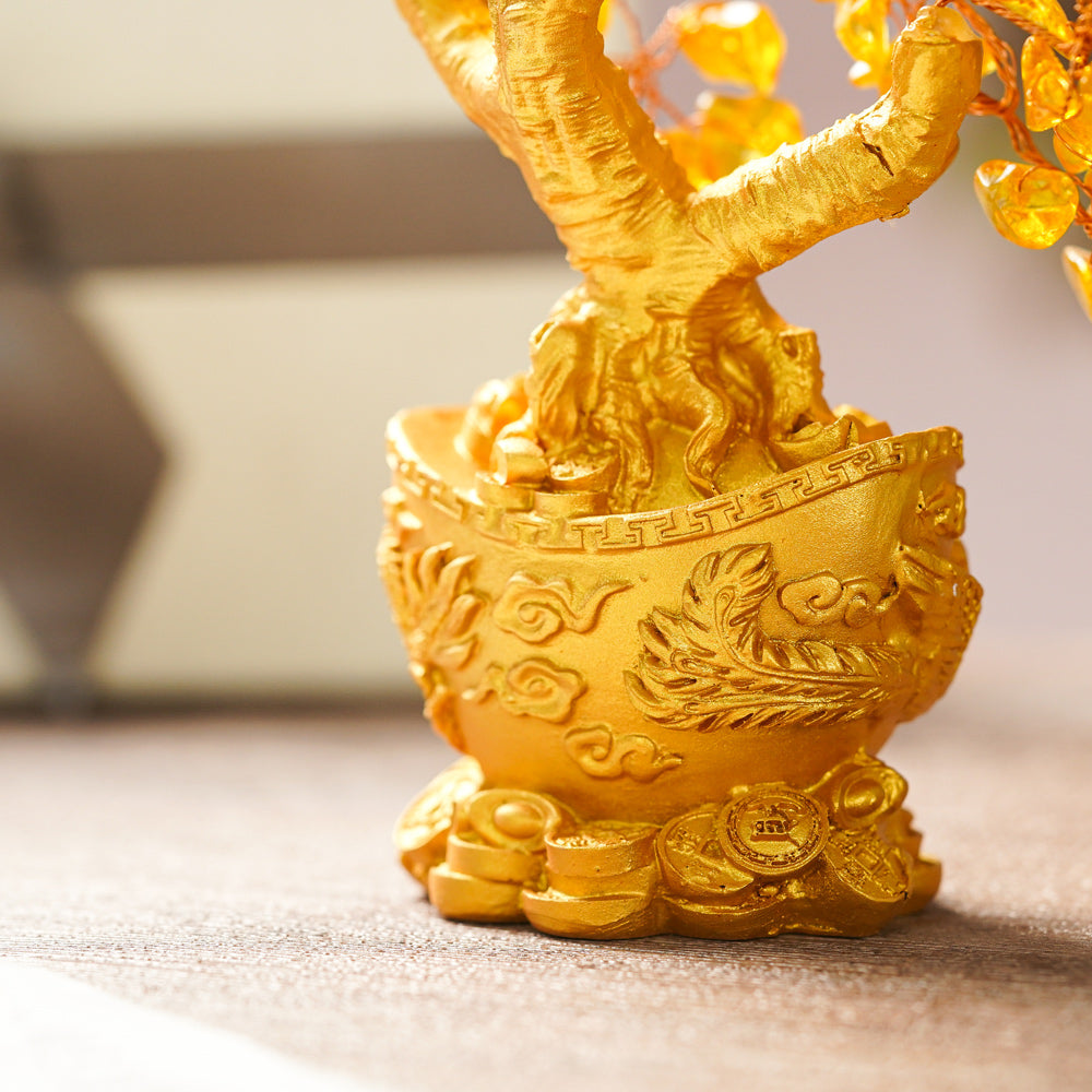 黃水晶開運元寶金燦招財樹 - 細節圖｜BRAVOMART