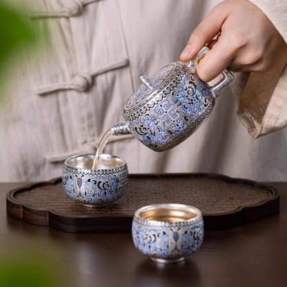 鎏銀功夫茶具禮盒 一壺四杯