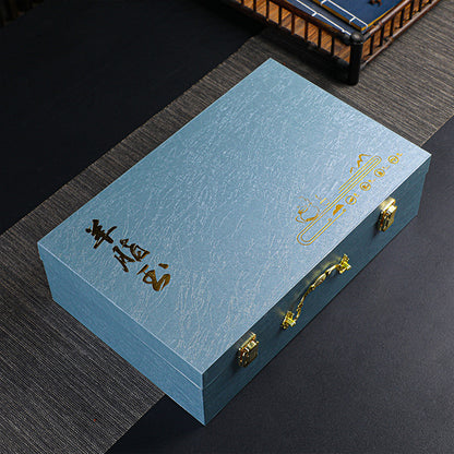 龍鳳呈祥羊脂玉瓷品茗茶具禮盒