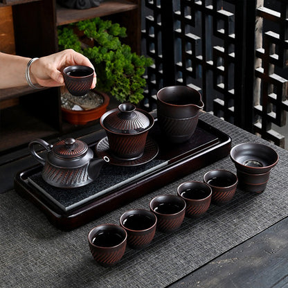 紫陶跳刀十一件茶具禮盒組