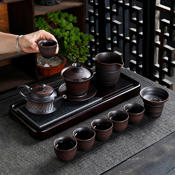 紫陶跳刀十一件茶具禮盒組