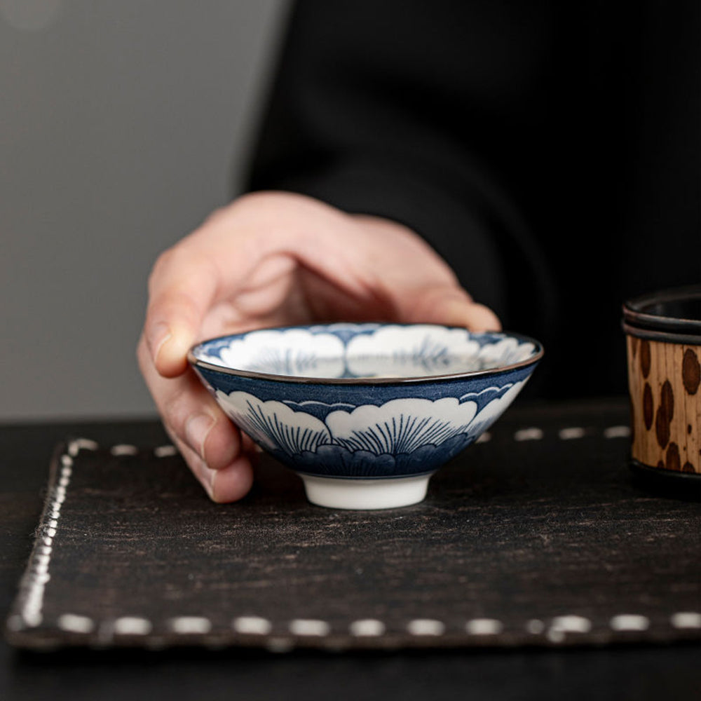 青花瓷品茗斗笠杯10件組禮盒 - 細節圖｜BRAVOMART