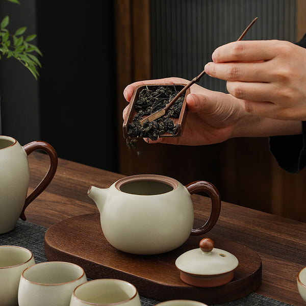 汝窯西施壺茶具套組 - 側面圖｜BRAVOMART