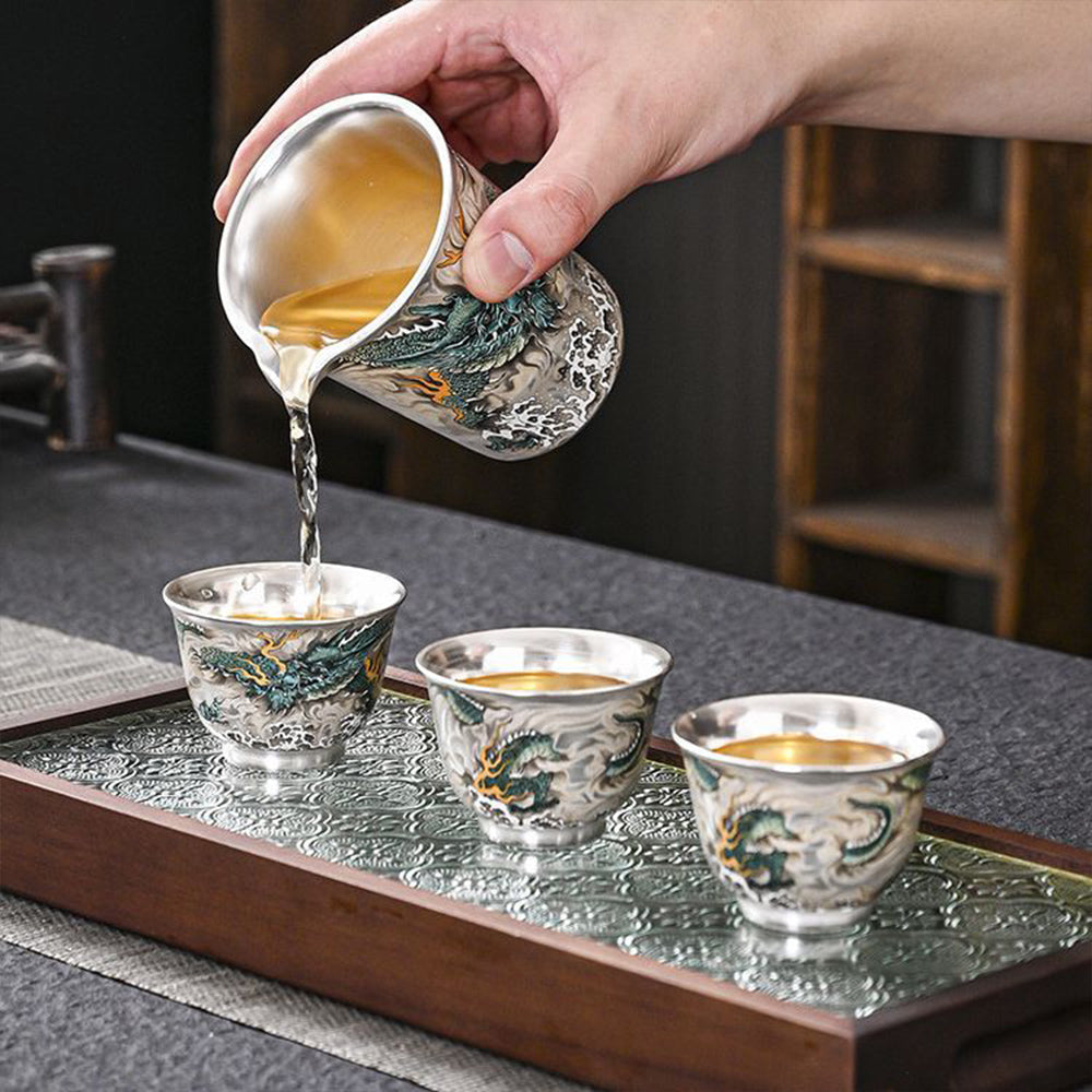 青龍鎏銀茶杯 反口杯 茶盞 - 細節圖｜BRAVOMART