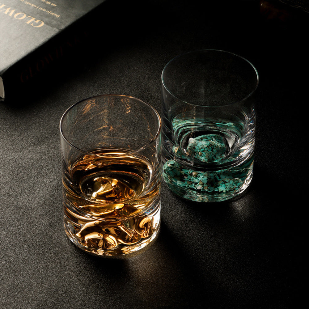 創意山峰威士忌玻璃酒杯 - 側面圖｜BRAVOMART
