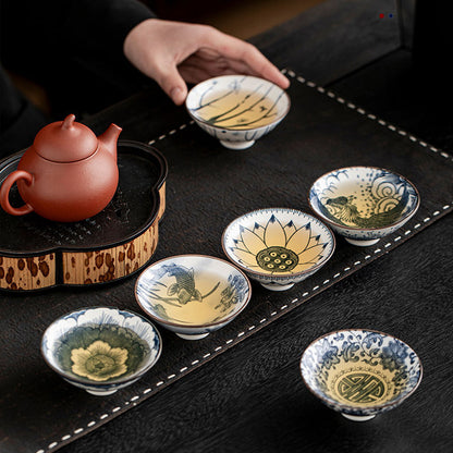 青花瓷品茗斗笠杯10件組禮盒 - 使用情境｜BRAVOMART