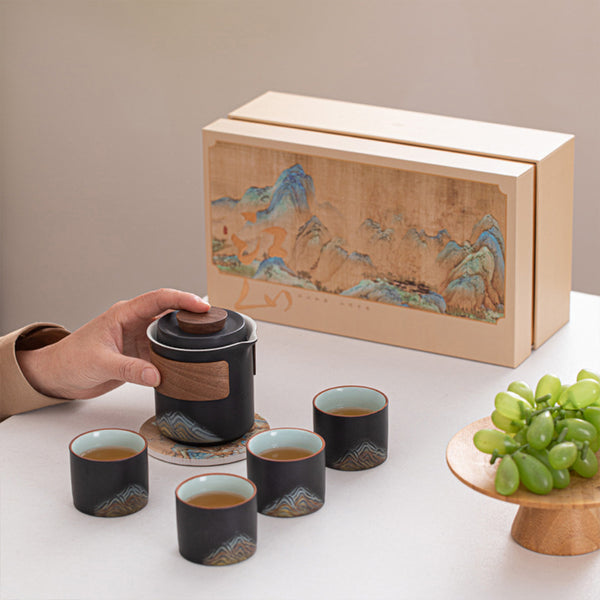 金瀾江山茶具套組 - 側面圖｜BRAVOMART
