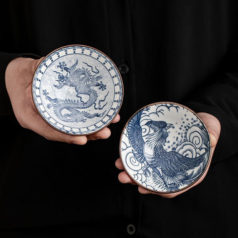 青花瓷品茗斗笠杯10件組禮盒 - 刻字展示｜BRAVOMART