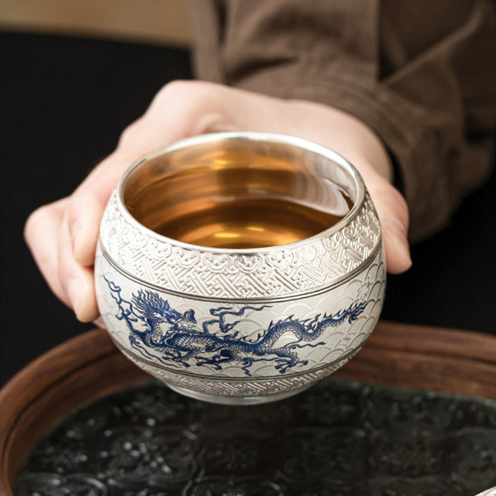 鎏銀飛龍乘雲禪定杯品茗杯 - 刻字展示｜BRAVOMART