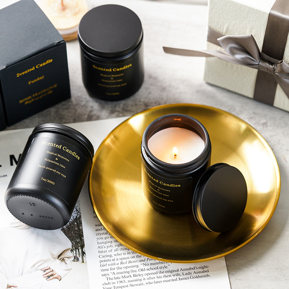 黑罐無煙香薰香氛蠟燭 大豆蠟