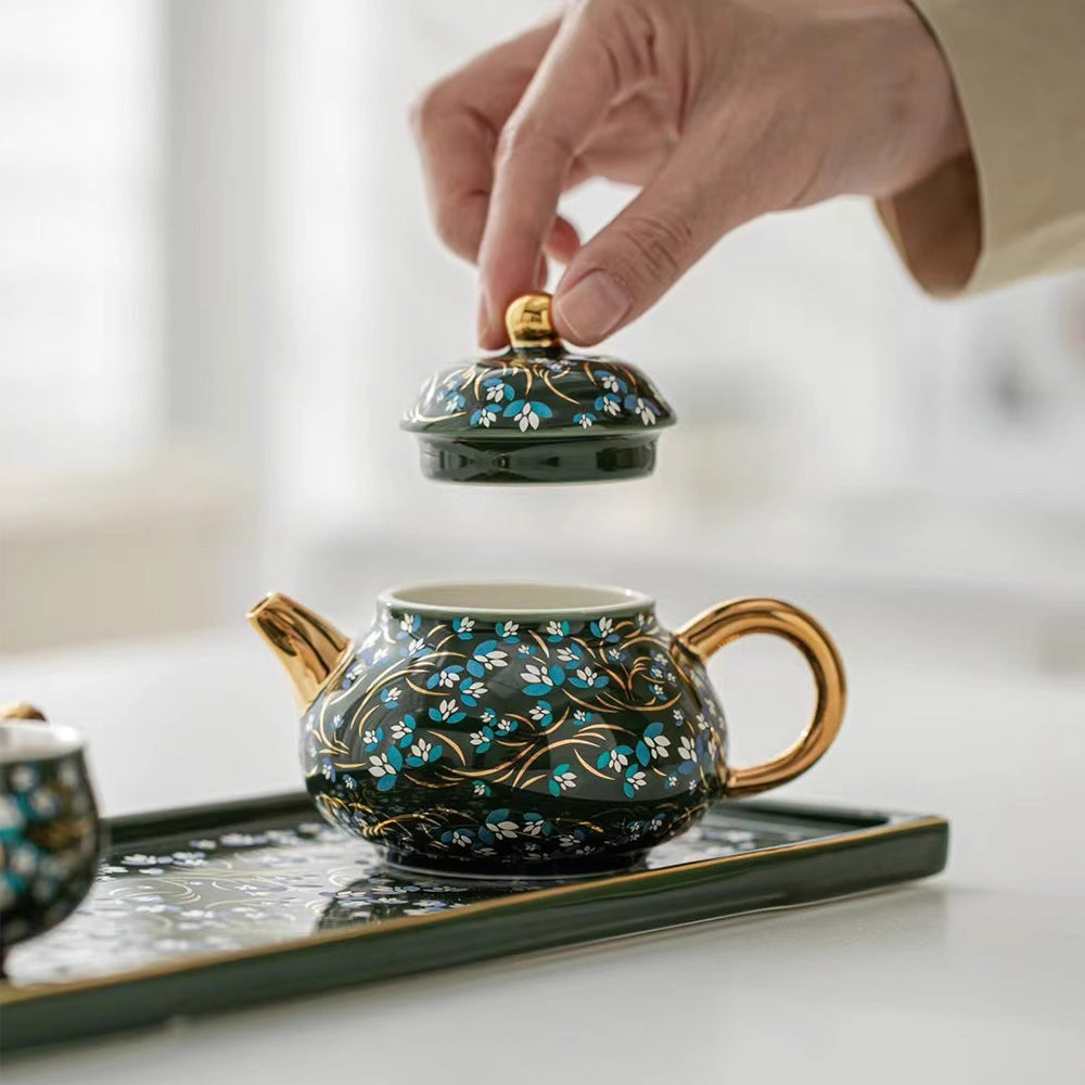手作翡翠綠金銀花茶具禮盒 - 刻字展示｜BRAVOMART