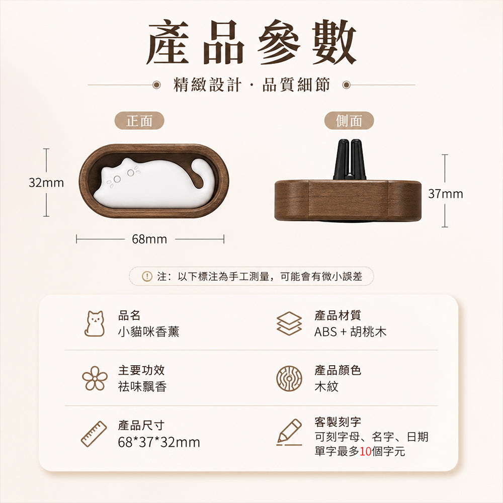 萌貓擴香石車用出風口車載香薰 - 包裝圖｜BRAVOMART