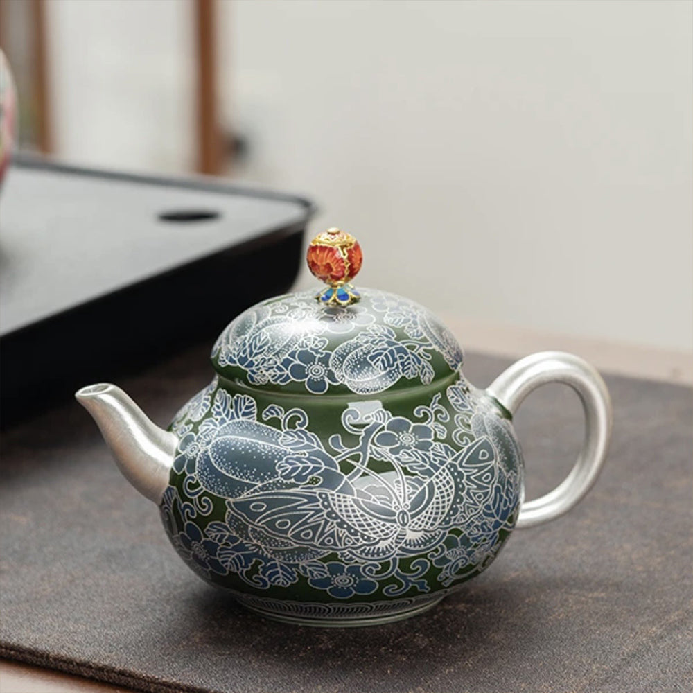 蝶戀花翡翠綠掐絲銀 一壺兩杯禮盒 - 包裝圖｜BRAVOMART
