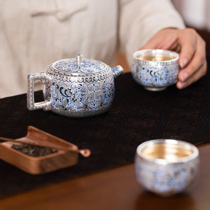 鎏銀功夫茶具禮盒 一壺四杯
