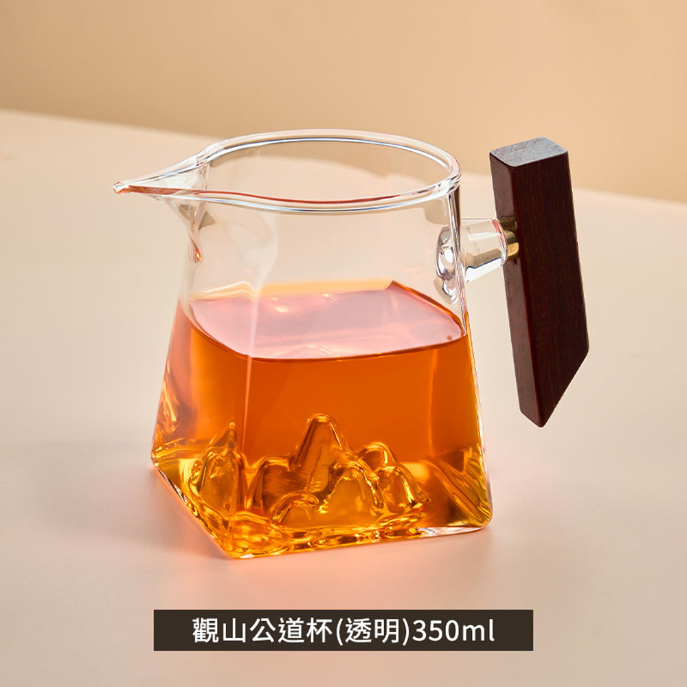 木把玻璃觀山公道杯 350ml - 尺寸對比｜BRAVOMART