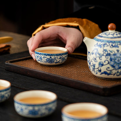 纏枝蓮西施壺茶具10件套