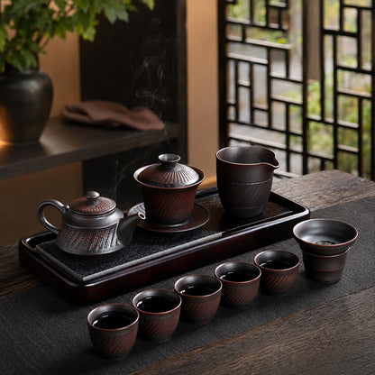 紫陶跳刀十一件茶具禮盒組