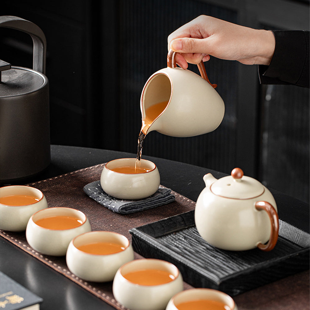 汝窯茶壺茶具11件組禮盒 - 兩色 - 尺寸對比｜BRAVOMART