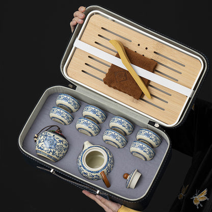 纏枝蓮西施壺茶具10件套