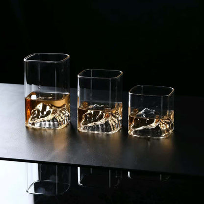 觀山方款威士忌杯 - 三種尺寸 - 尺寸對比｜BRAVOMART