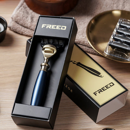 FREED 【古銅系列】五刀式刮鬍刀 - 帝王藍 細節展示
