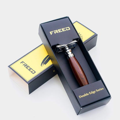 仿紫紅檀木握柄，銀色復古雙刃，精緻禮盒，FREED 客製化刻字