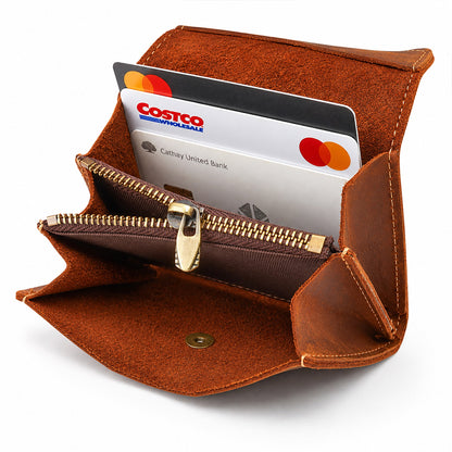 瘋馬皮鈕扣零錢包
