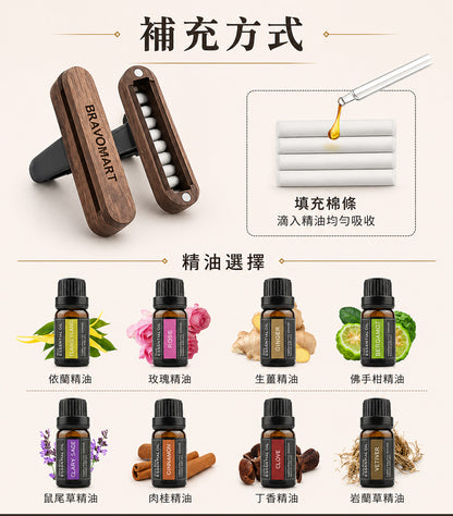 實木磁吸翻蓋式出風口香氛夾 - 刻字展示｜BRAVOMART