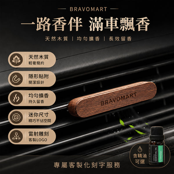 實木磁吸翻蓋式出風口香氛夾+精油10ML