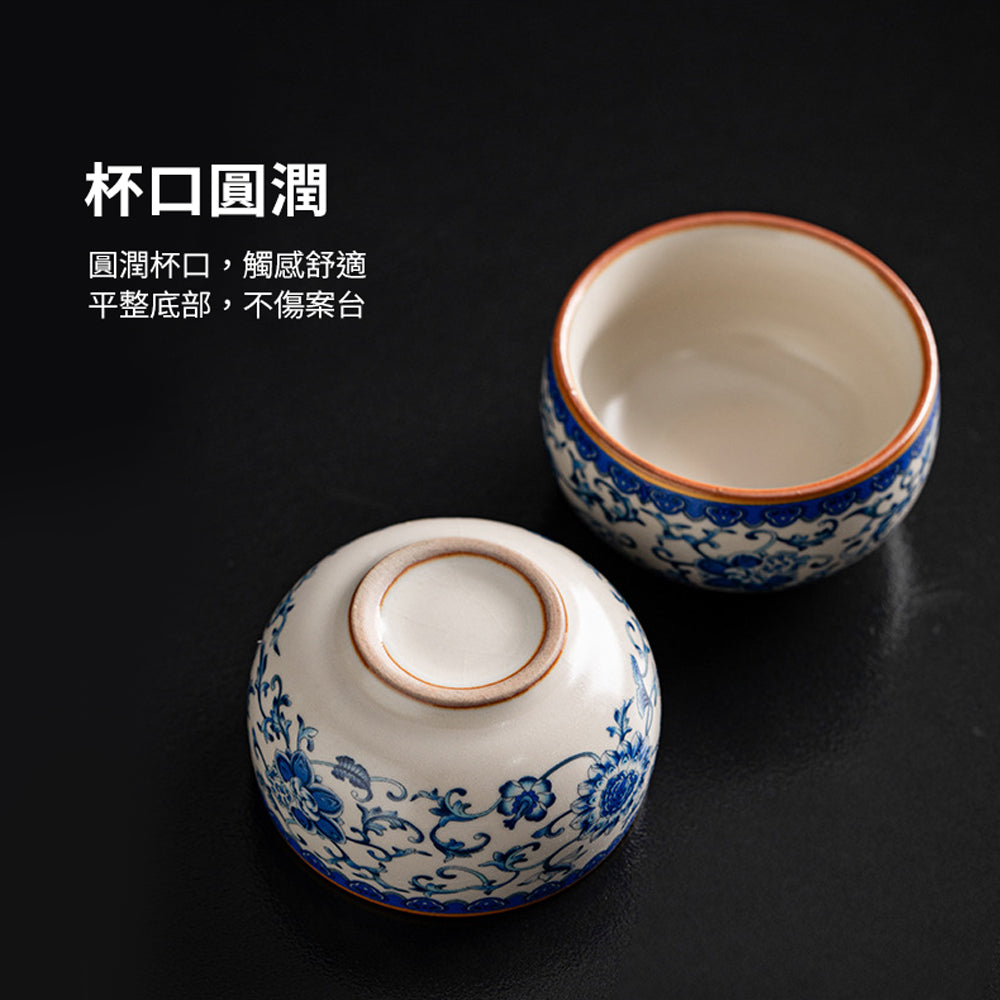 輕奢汝窯青花瓷茶具套裝禮盒 - 尺寸對比｜BRAVOMART